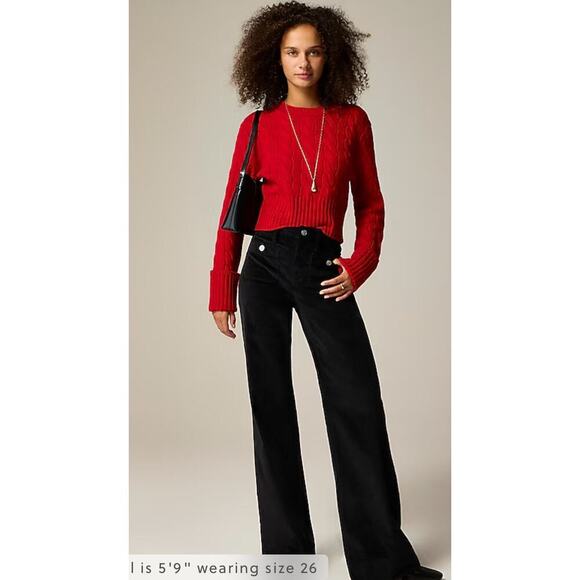 J. Crew Wide-leg velvet Sailor trouser black size 28 - Picture 1 of 5